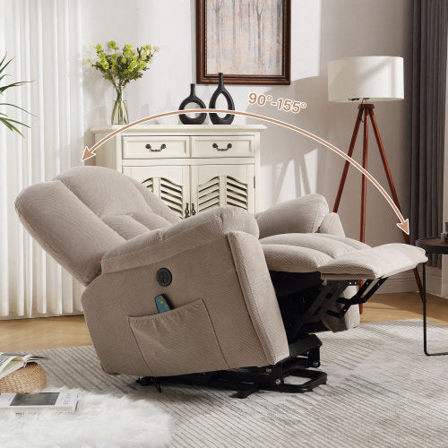 Yara Power Lift Recliner with Infinite Position, Heat, & Massage, Beige