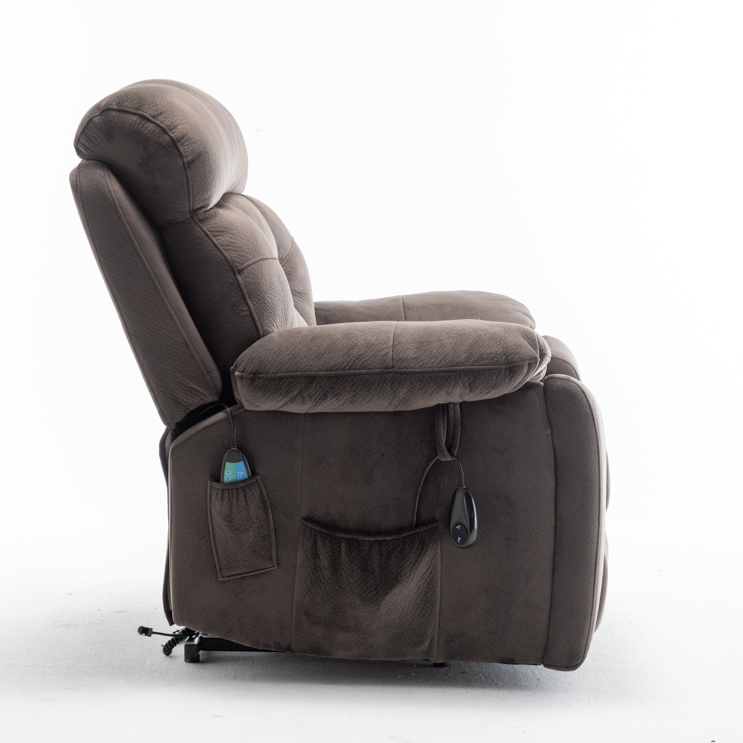 Ophira Velvet Power Lift Chair with Pocket, Brown