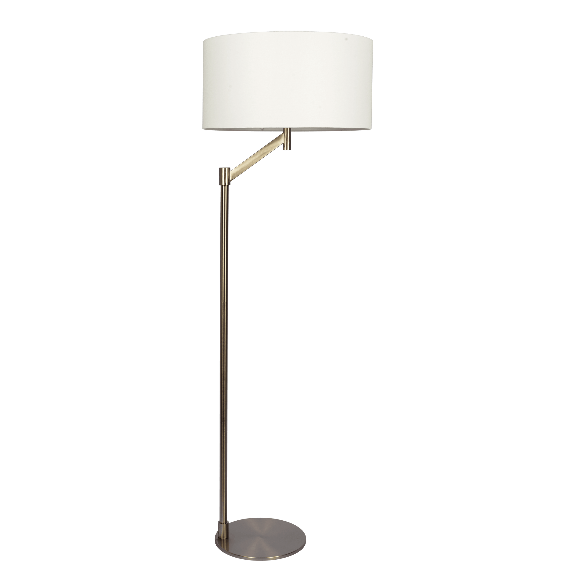 Serene Brushed Nickel Floor Lamp with Rotary Switch Metal Base White Linen Shade