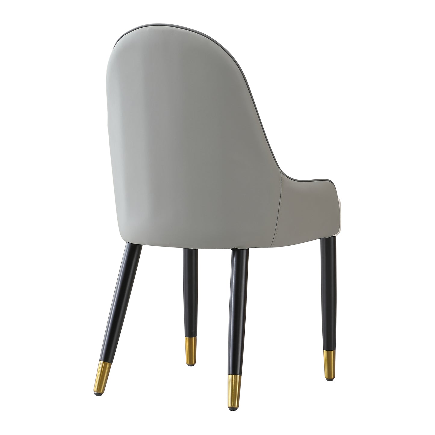 Zyra PU-Leather Side Chairs with Gold Tipped Metal Legs Set of 2 Gray & White