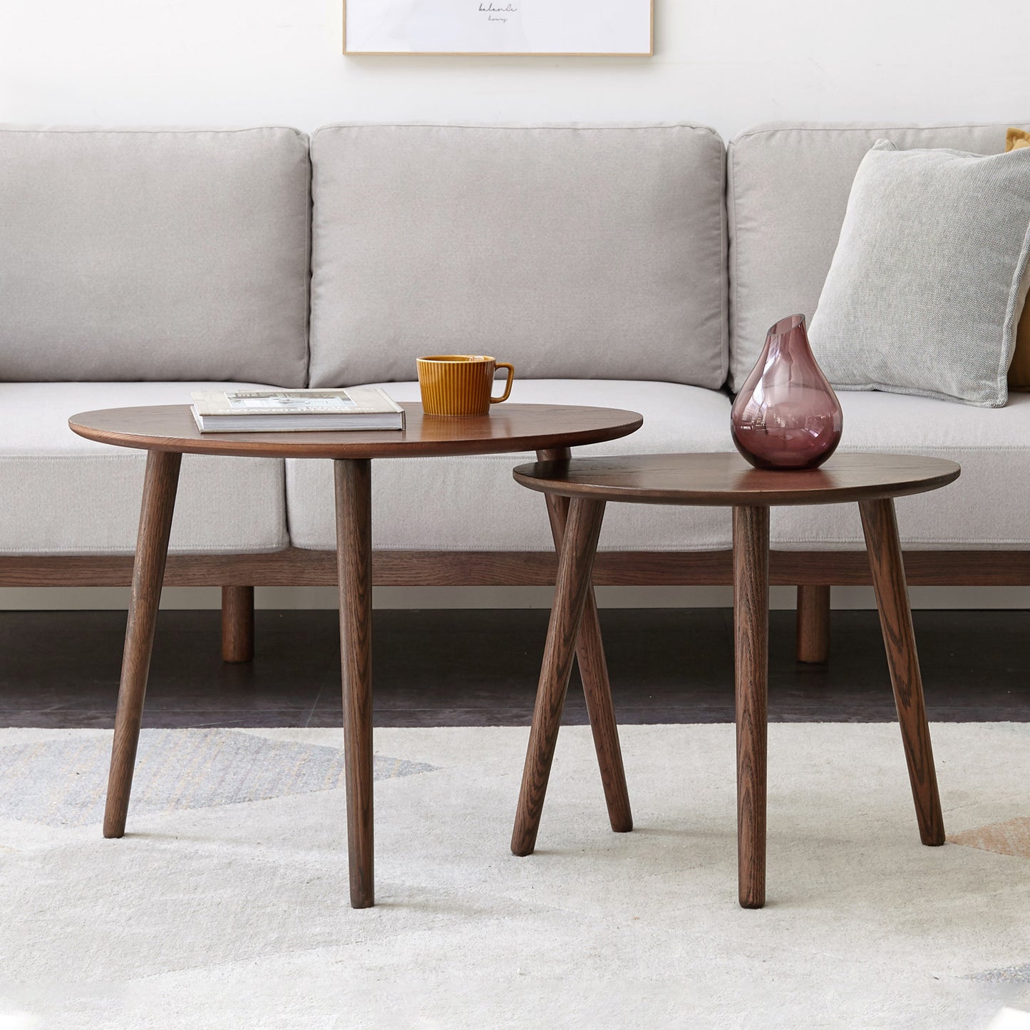 Sable Mid-Century Modern Solid Oak Coffee Table, Walnut