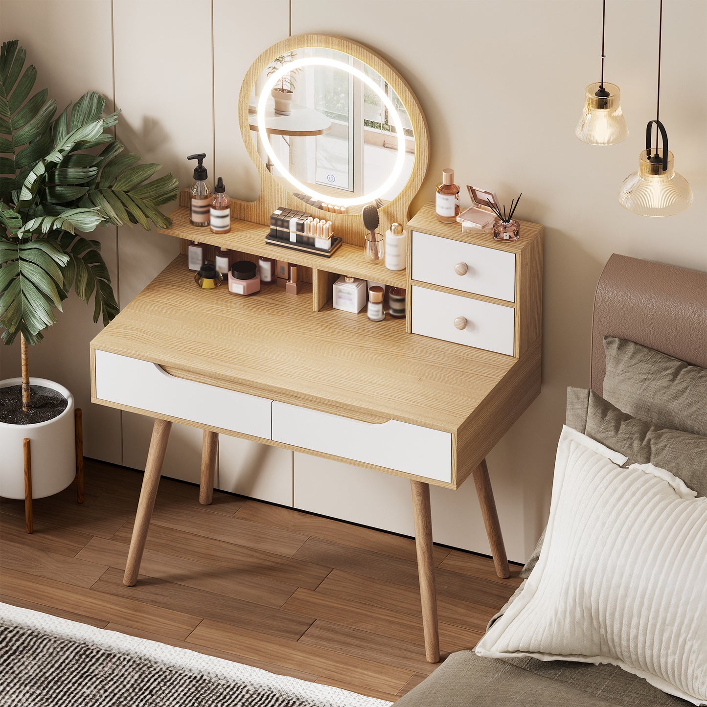 Orion Mid-Century Modern Vanity in White Oak