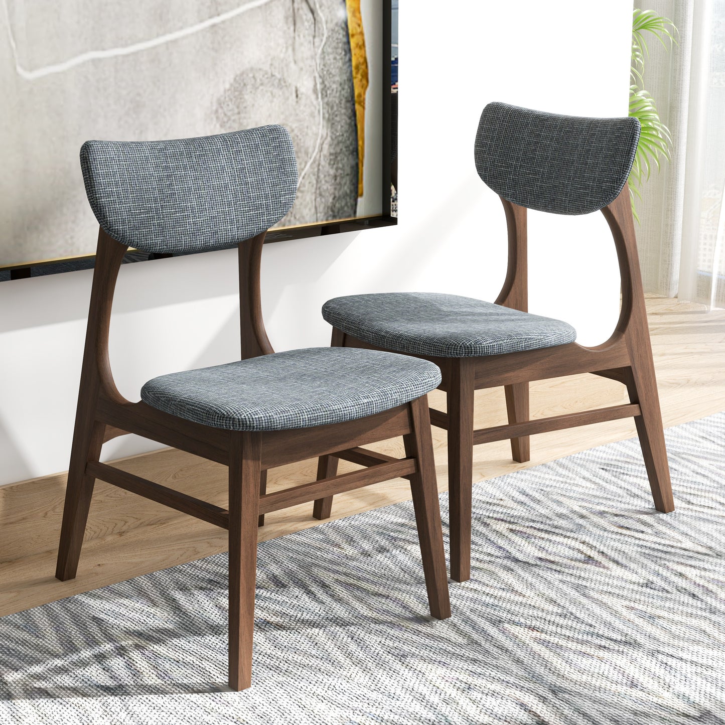 Eula Mid-Century Modern Dark Grey Dining Chair Set of 2