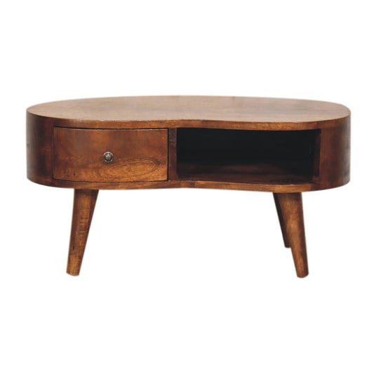 Ruth Solid Wood Mini Chestnut Wave Coffee Table