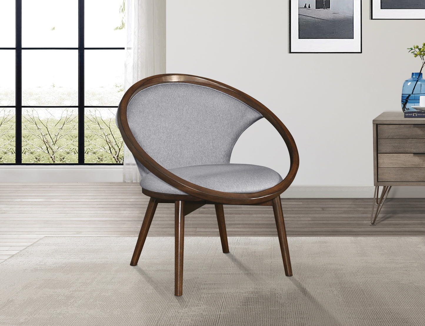 Liora Mid-Century Design Accent Chair in Brown Fabric