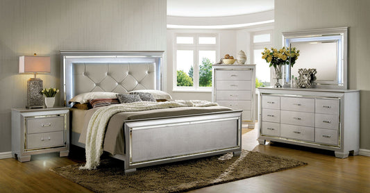 Bellanova King Size Glam Bedroom Set - Silver