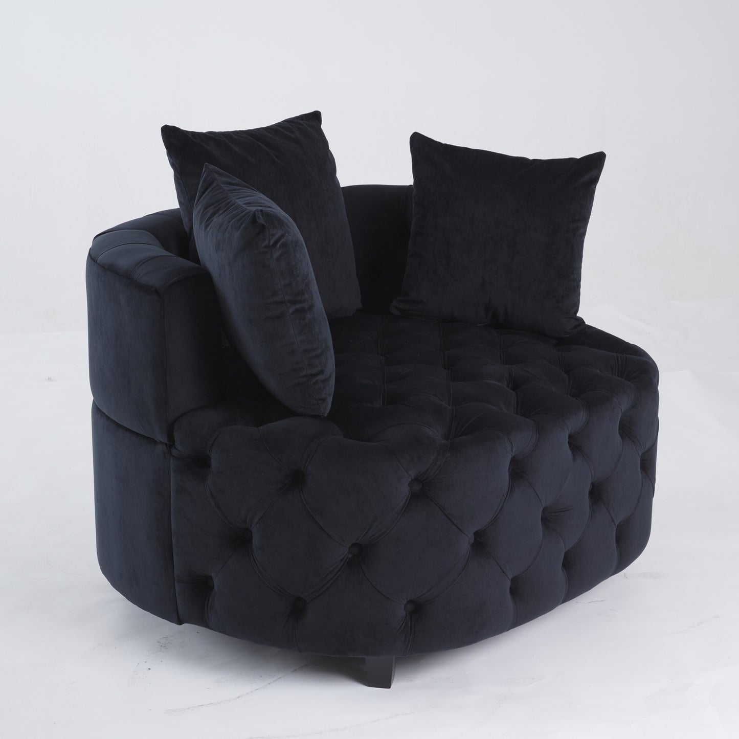 Fayola Velvet Akili Accent Chair, Black