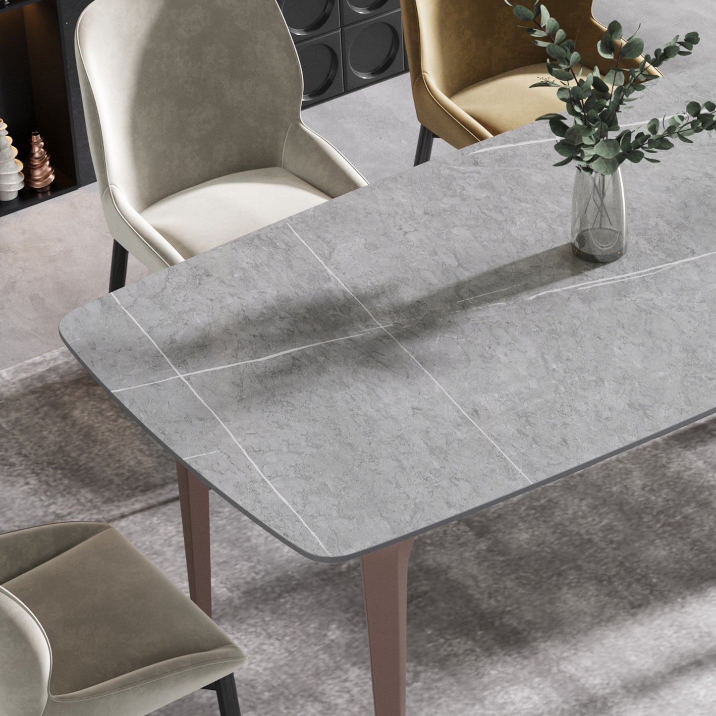 Trinita Modern Gray Sintered Stone Dining Table