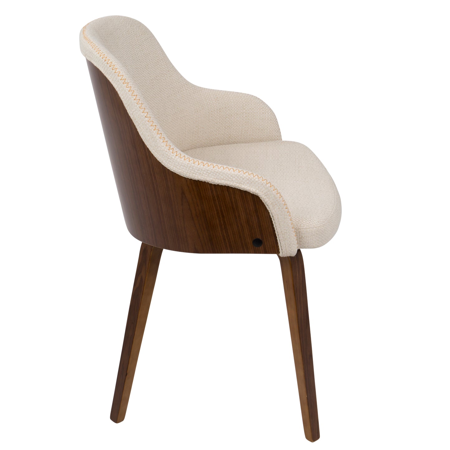 Bacci Mid-Century Modern Dining/Accent Chair in Walnut Wood and Cream Fabric by LumiSource - Set of 2