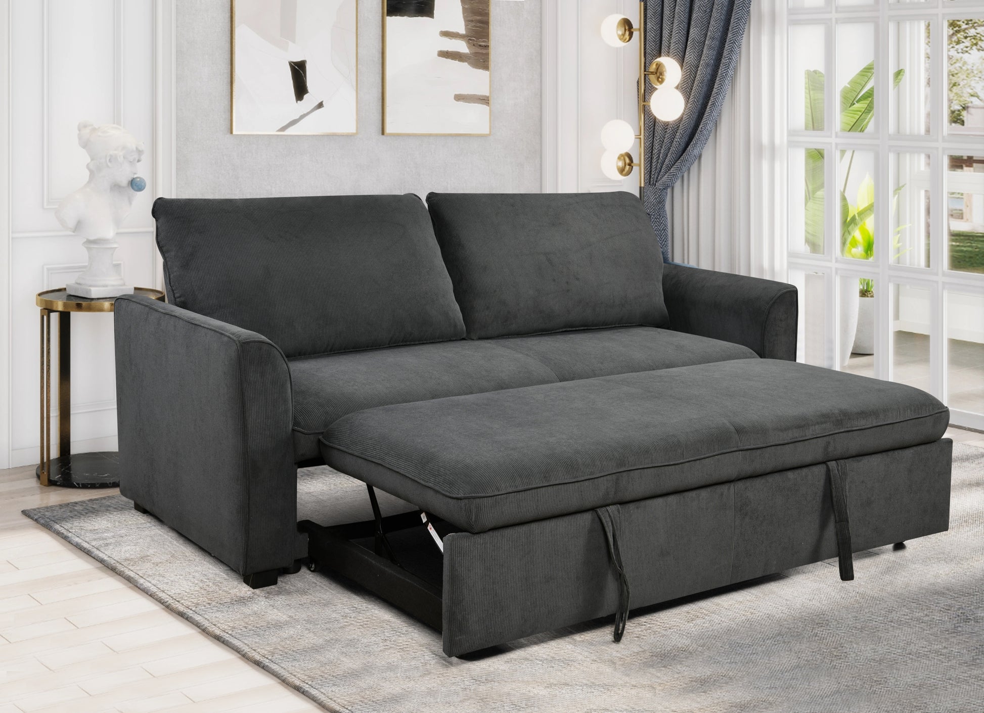 Saffron Modern 78" 3 in 1 Convertible Sofa Sleeper, Gray