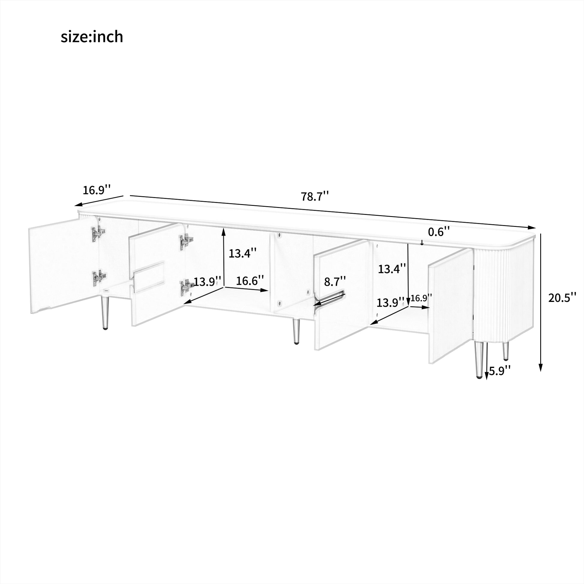 Bramwell 78' Modern Minimalist TV Console, Black