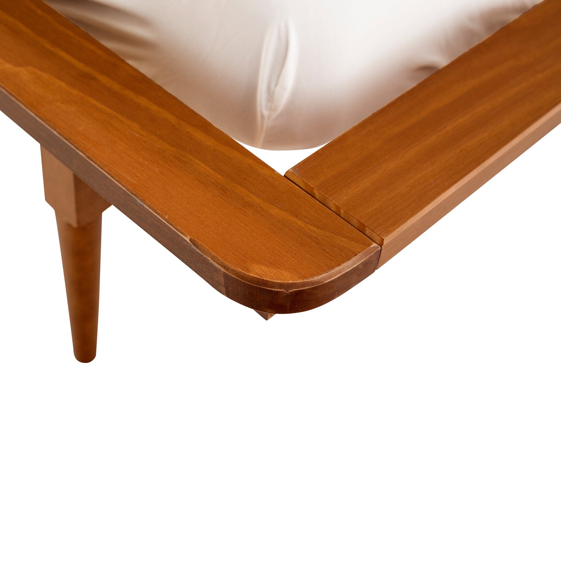 Xavier Mid-Century Modern Solid Wood Queen Platform Bed Frame with Spindle Headboard - Caramel