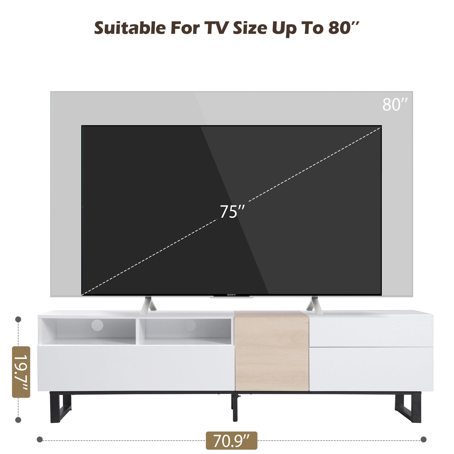 Brielle Modern 80" Double Door TV Console, White