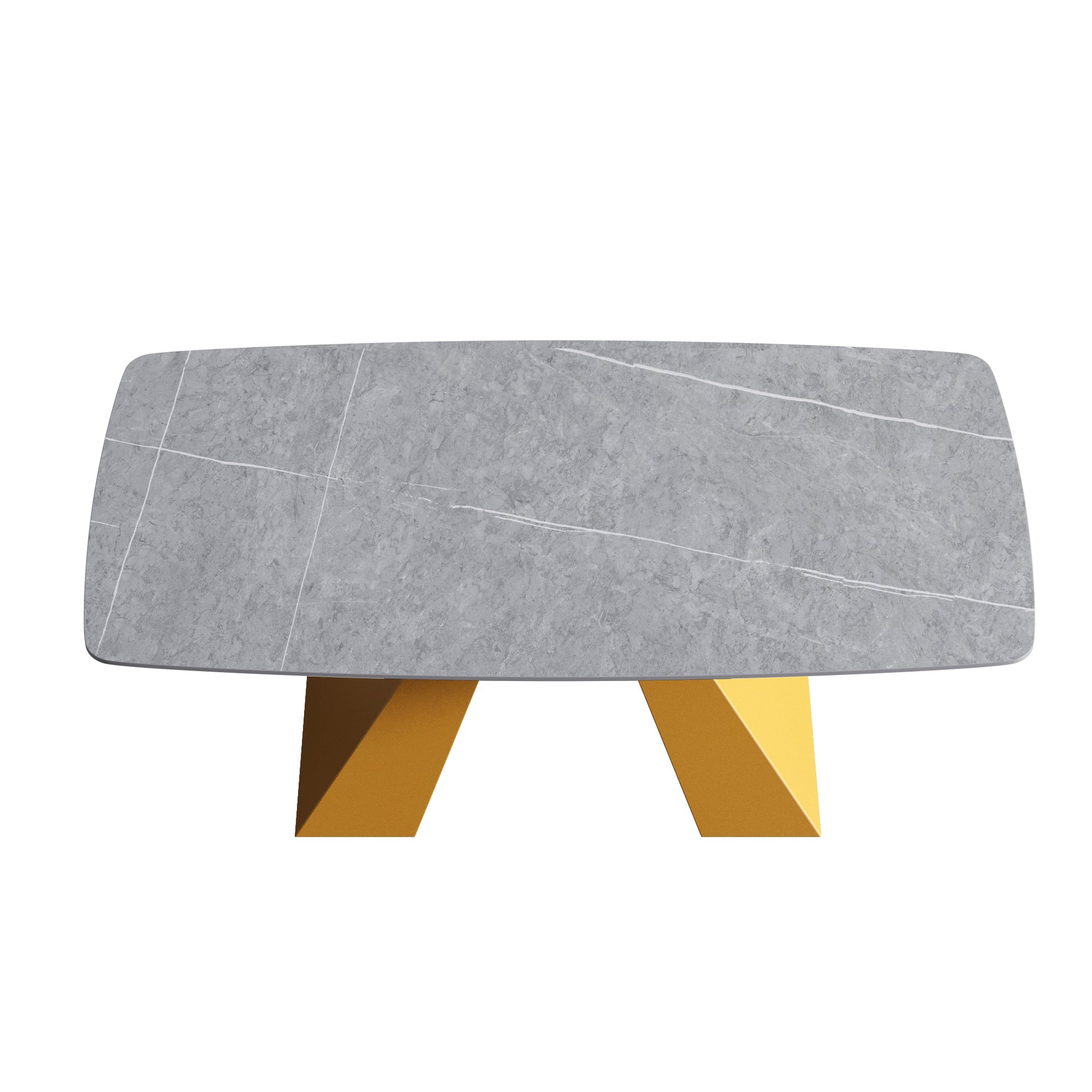 Rivers 71" Modern Gray Sintered Stone Dining Table with Gold Base