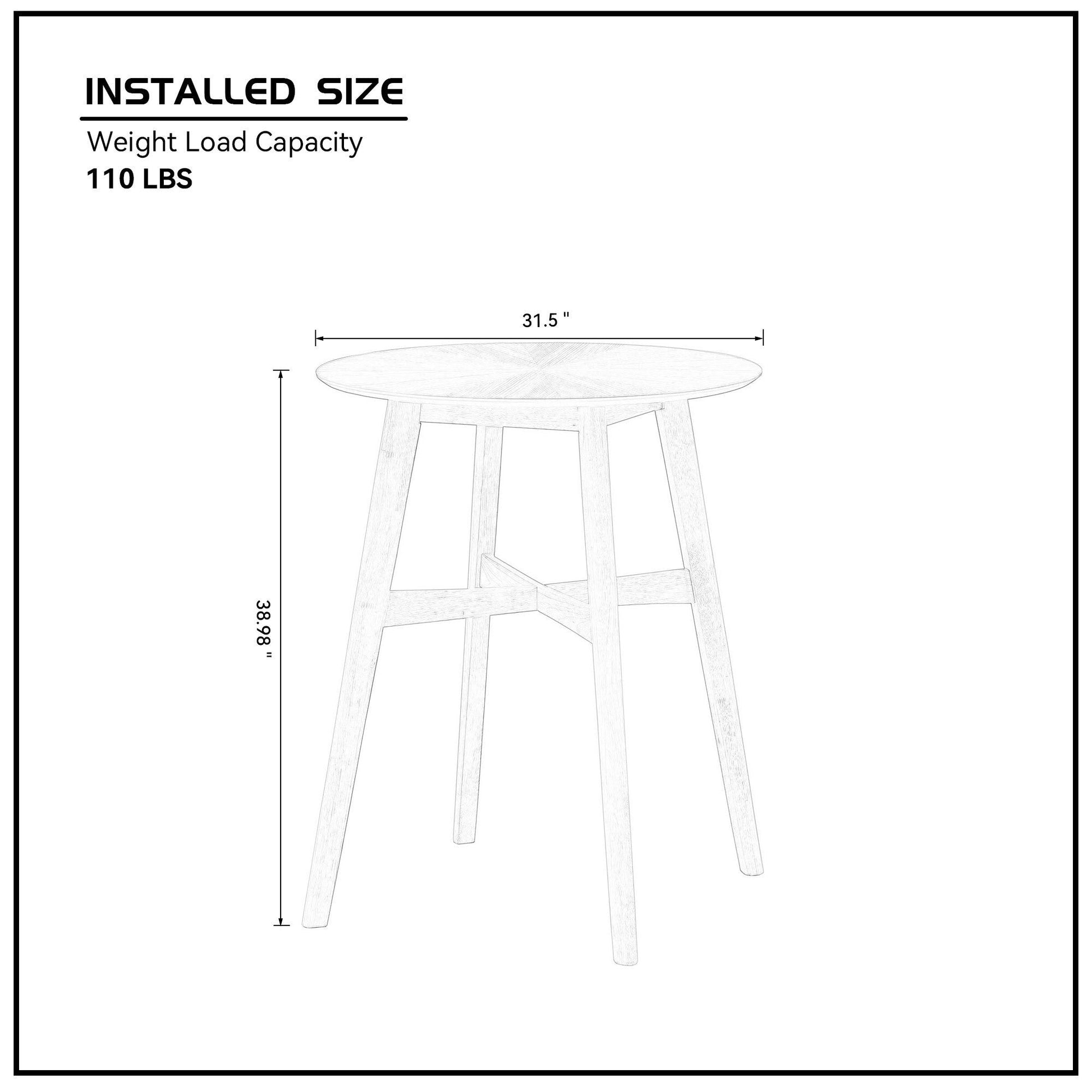 Gemma 31.5 Inch Oversize Round Bar Table, Oak