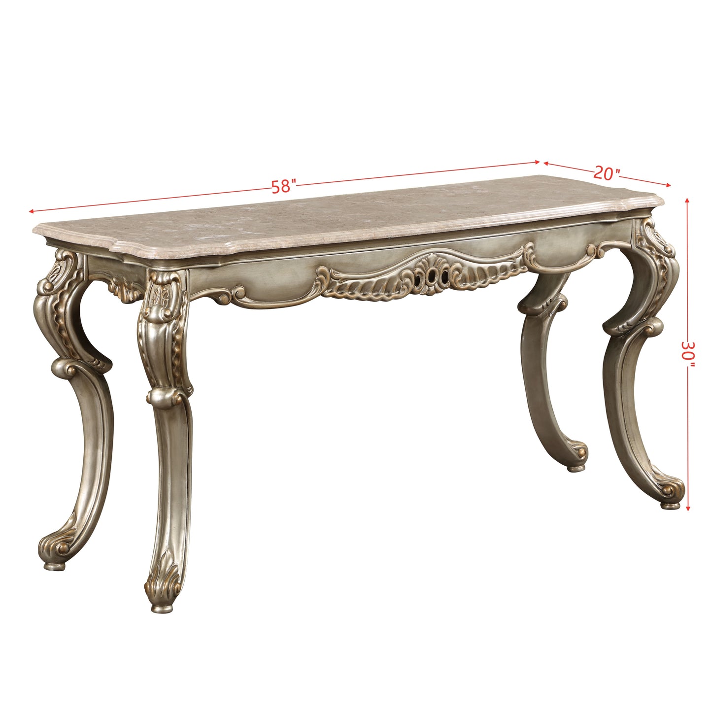 ACME Miliani Sofa Table, Natural Marble & Antique Bronze Finish LV01785