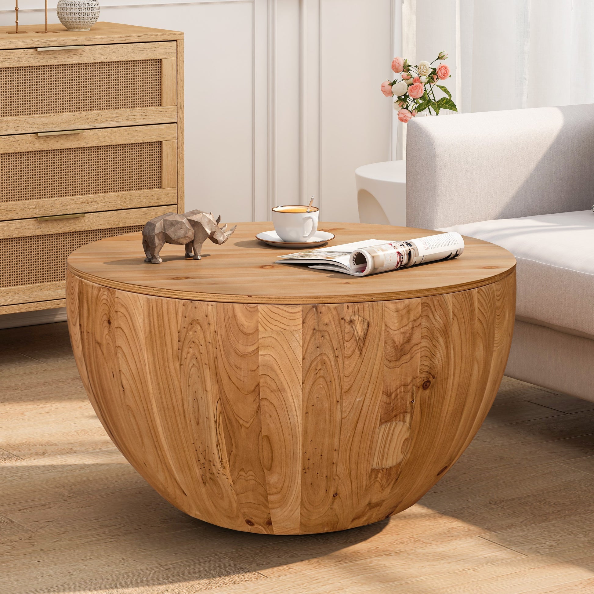 Arthur Wooden Bucket Style Coffee Table, Natural