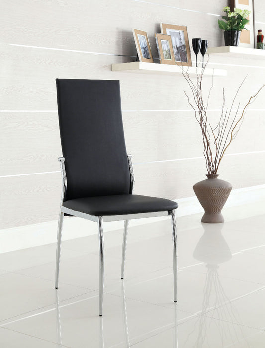 Victor Modern Leatherette Side Chairs with Silver Legs Set of 2 , Black