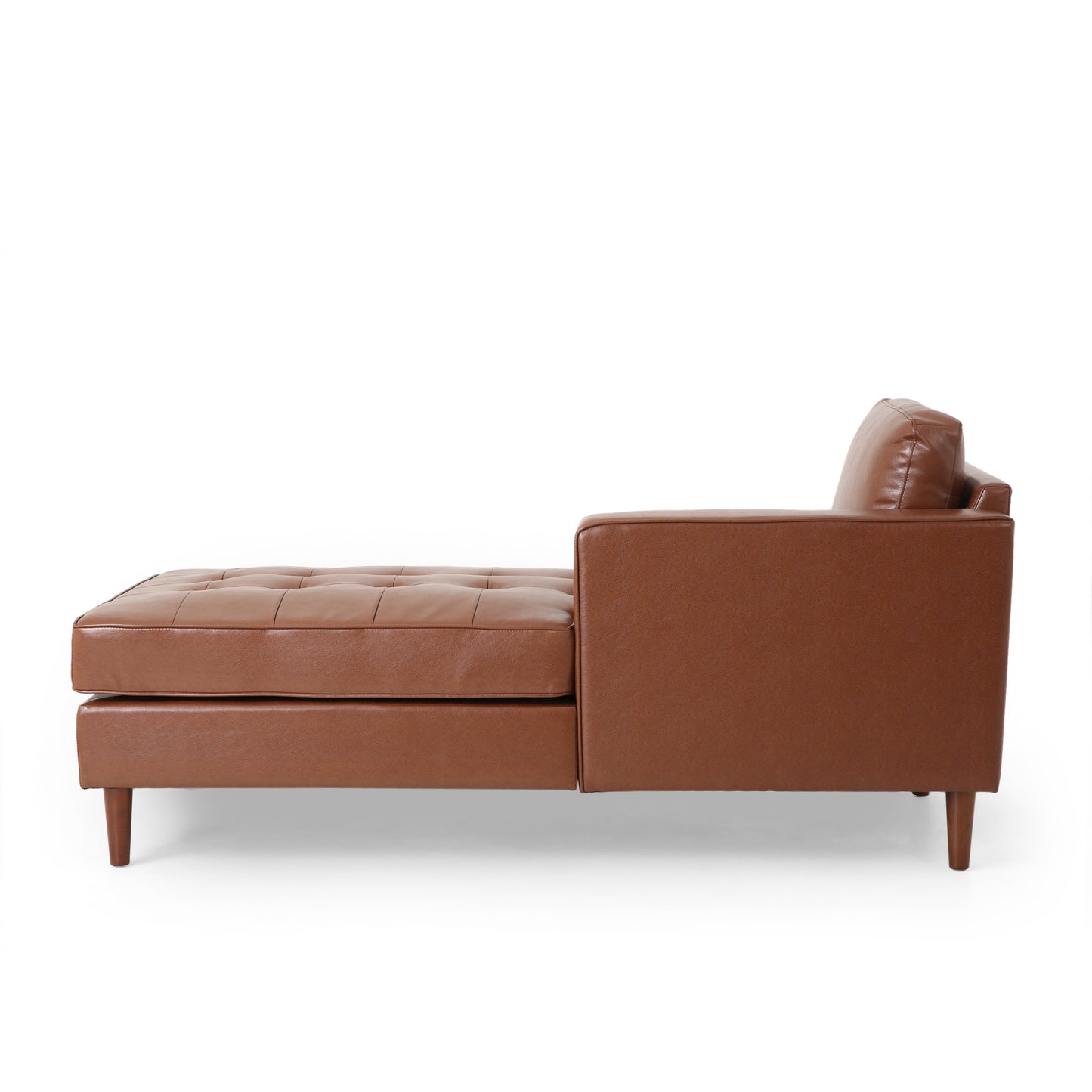 Pearl Modern PU Leather Chaise Lounge with Peg Legs, Brown