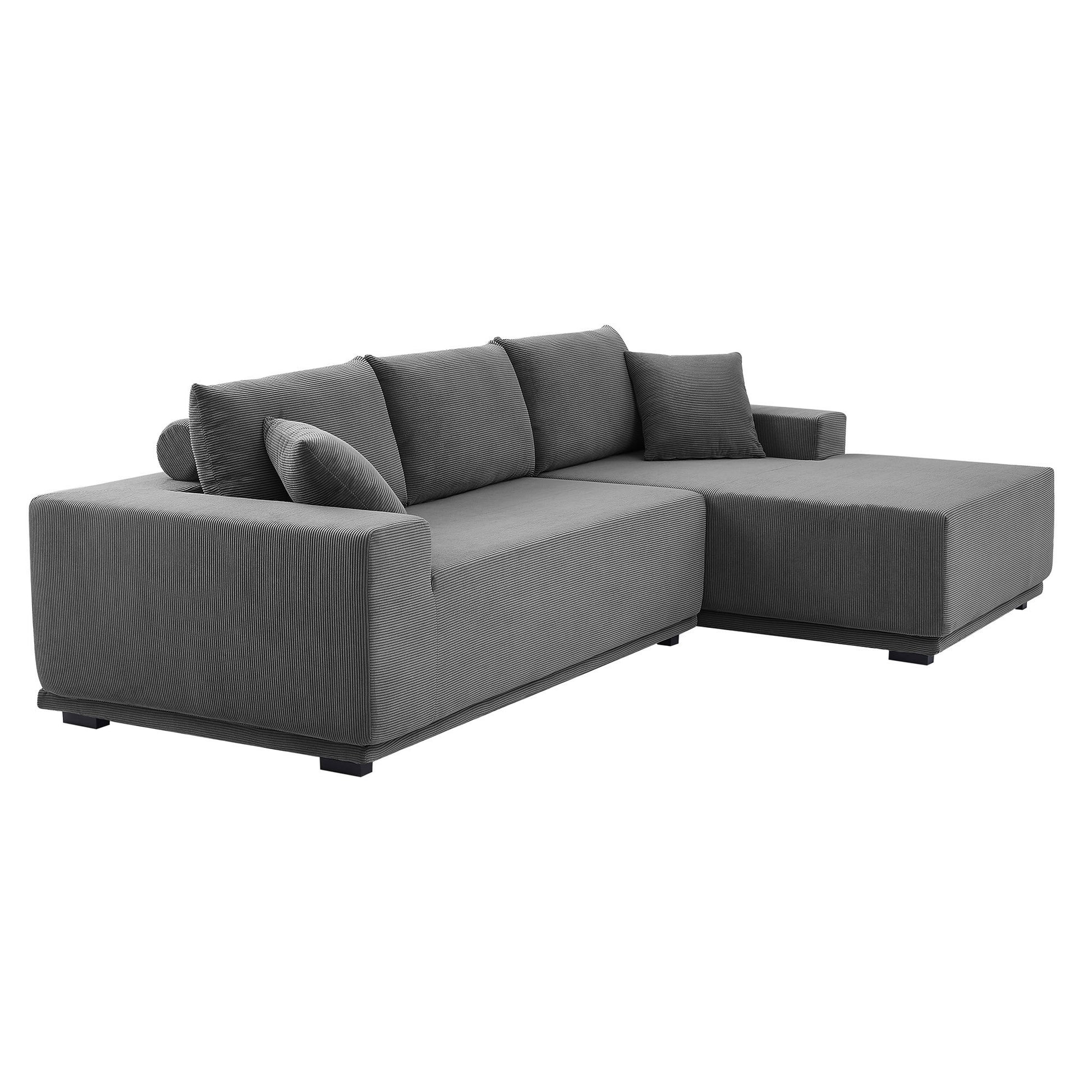 Novella Modern Corduroy Upholstered Sectional Sofa, Gray