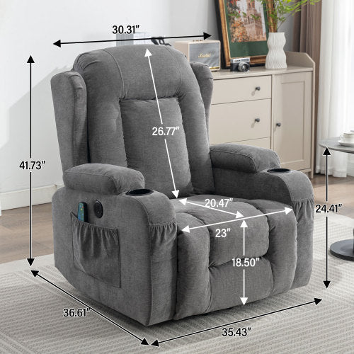 Whitlea Power Lift Recliner with Infinite Position, Heat, & Massage, Gray