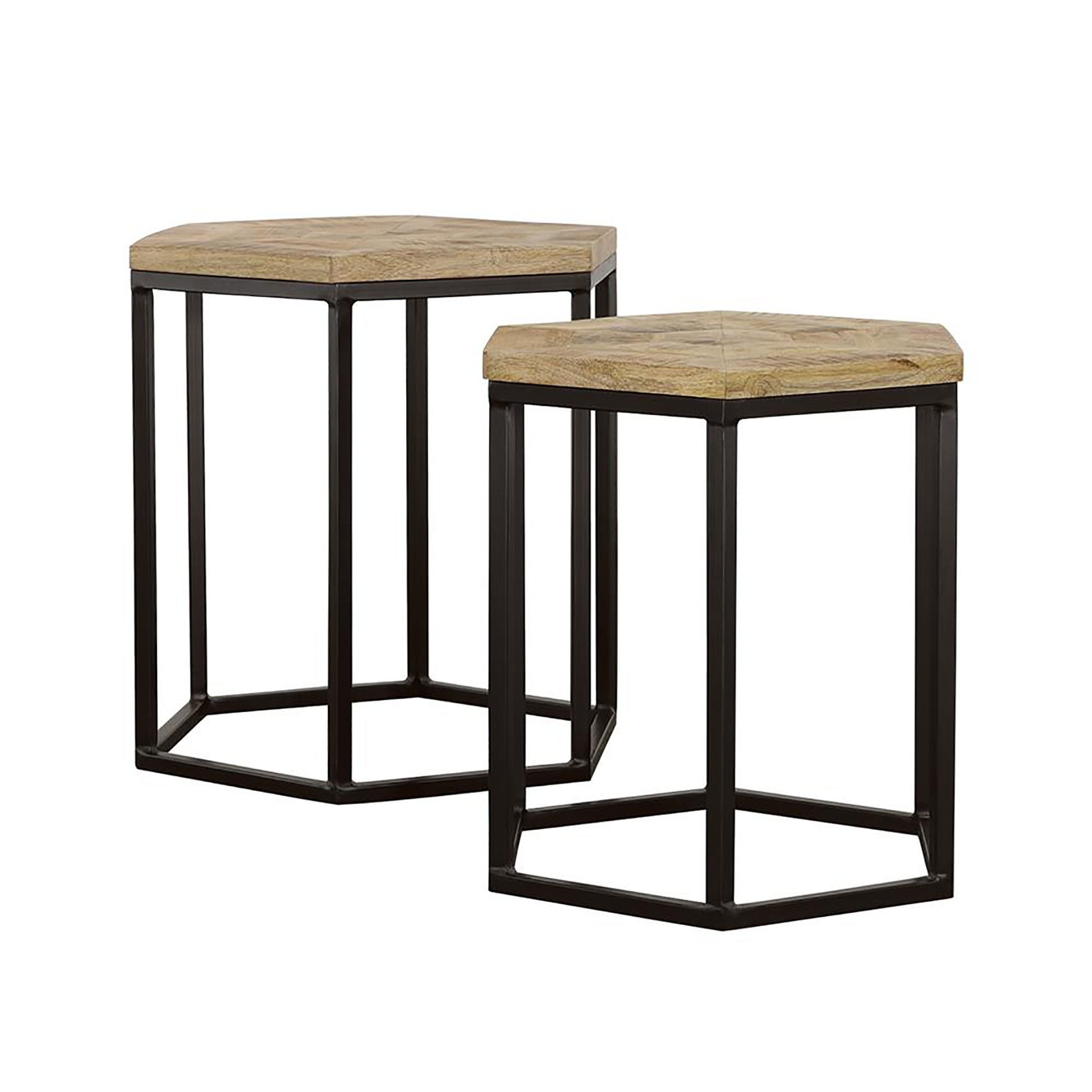 Natural and Black 2-Piece Nesting Table