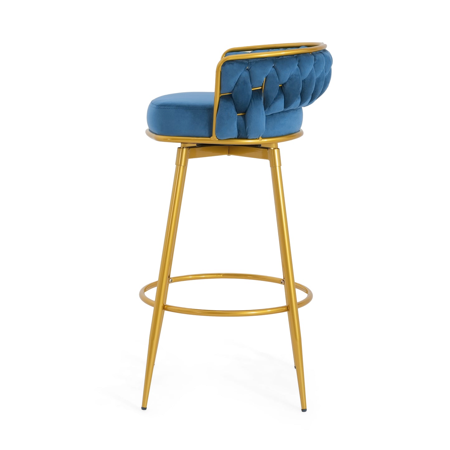 Azariah 31.5' Velvet Swivel Bar Stools Set of 2 Blue