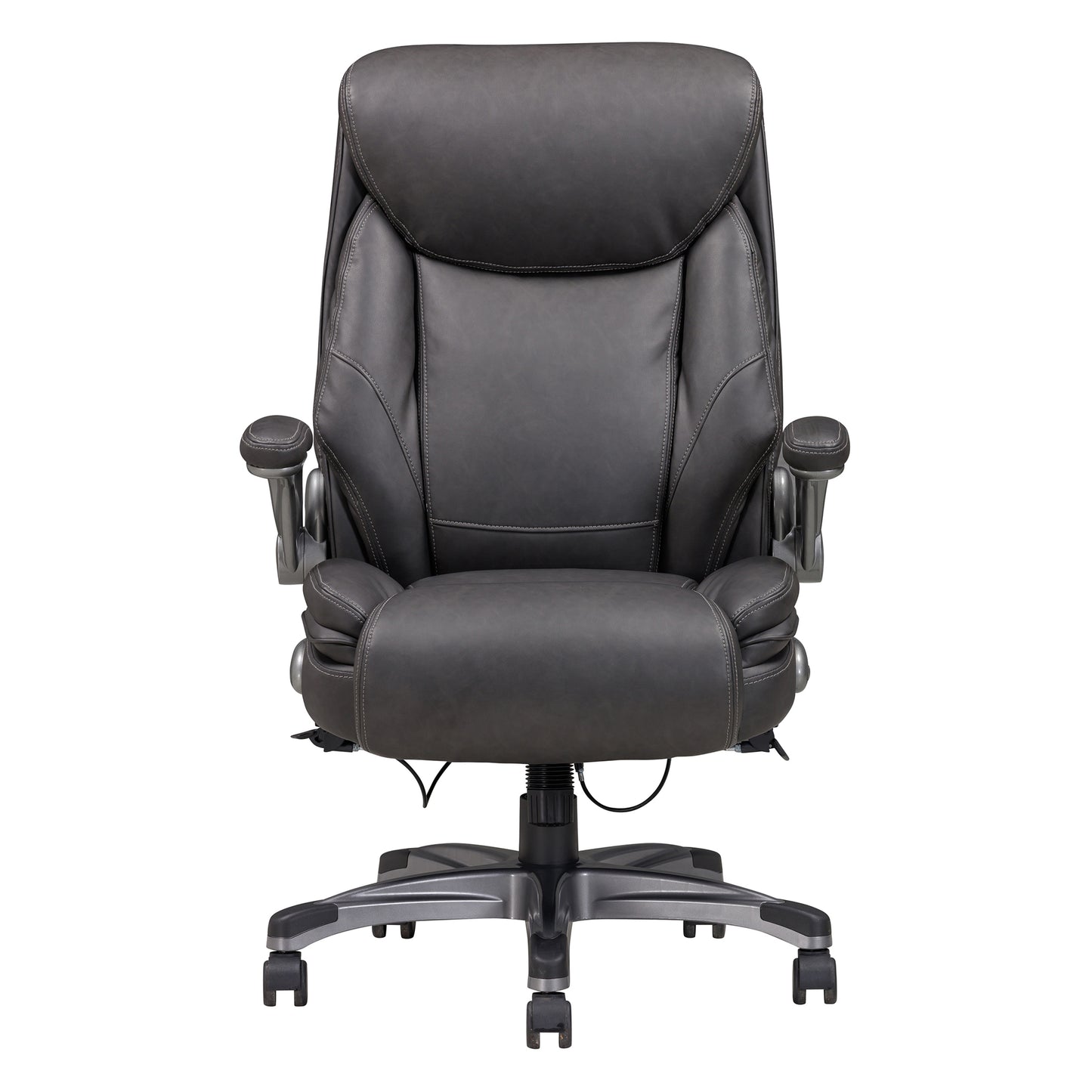 Traditional Gray Leather Executive Office Chair