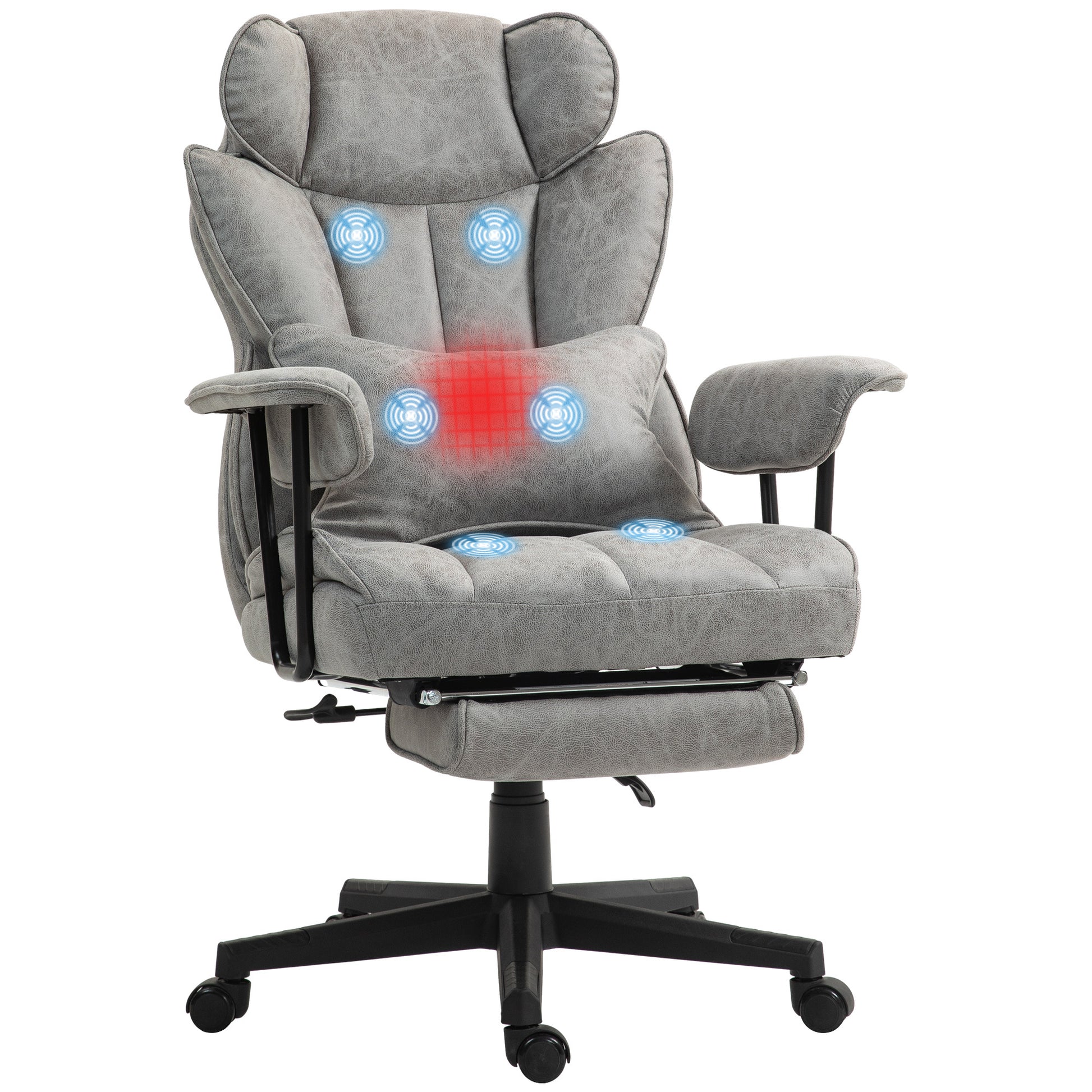 Herbie Big & Tall Microfiber Executive Office Chair with Heat & Massage, Gray