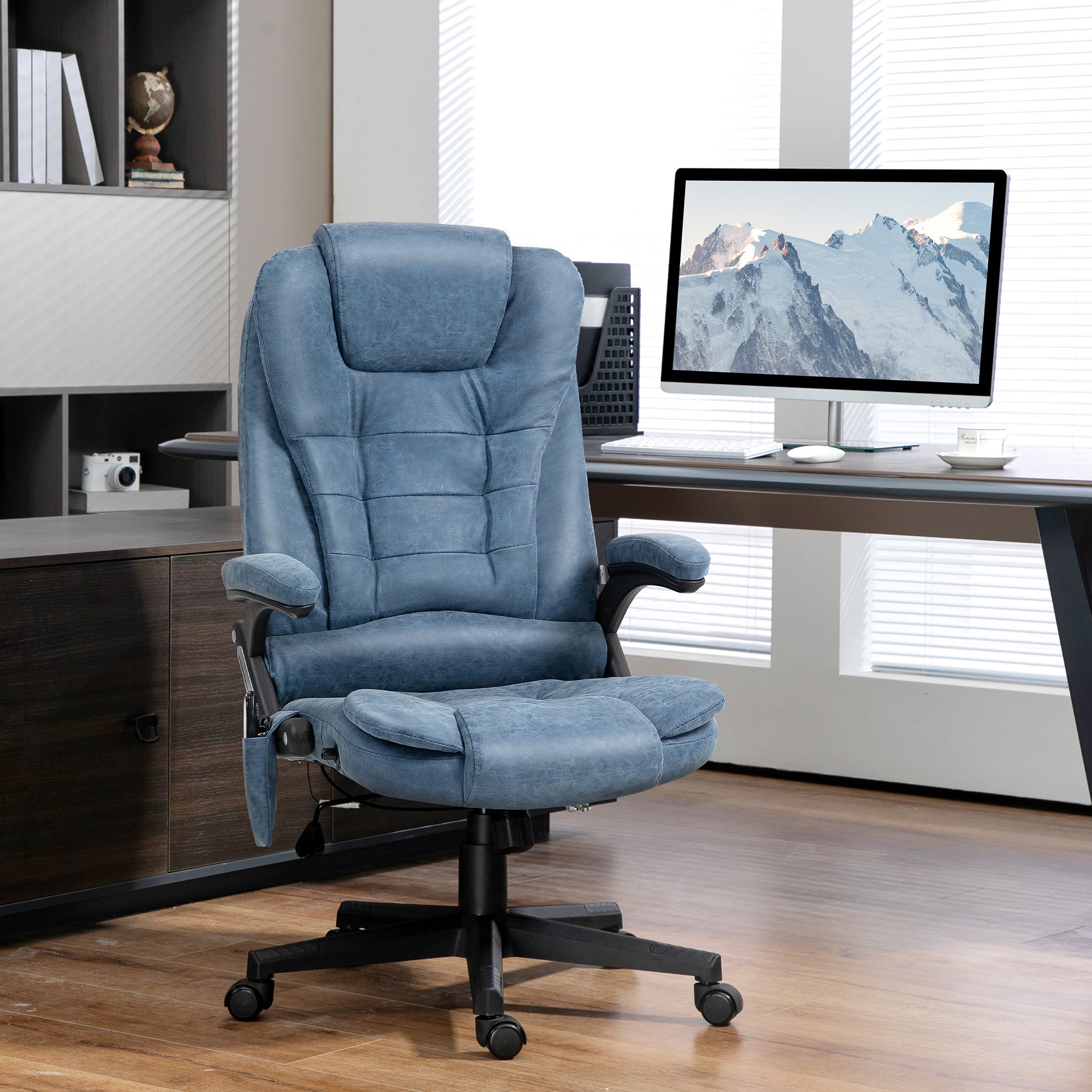 Winry High Back Office Chair with 6-Point Massage, Blue