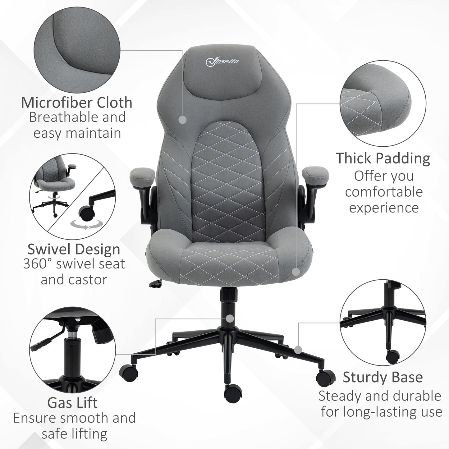 Tallis Light Gray Upholstered Gaming Chair