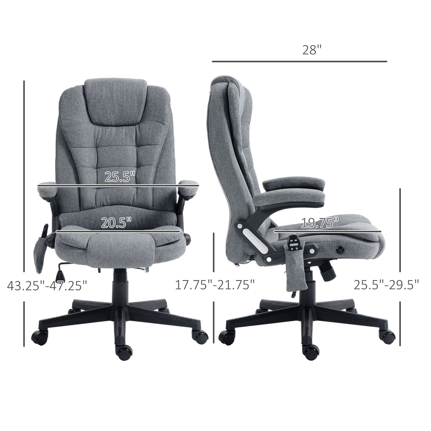 Alex 6 Point Vibrating Massage Office Chair with Lumbar Heat Gray