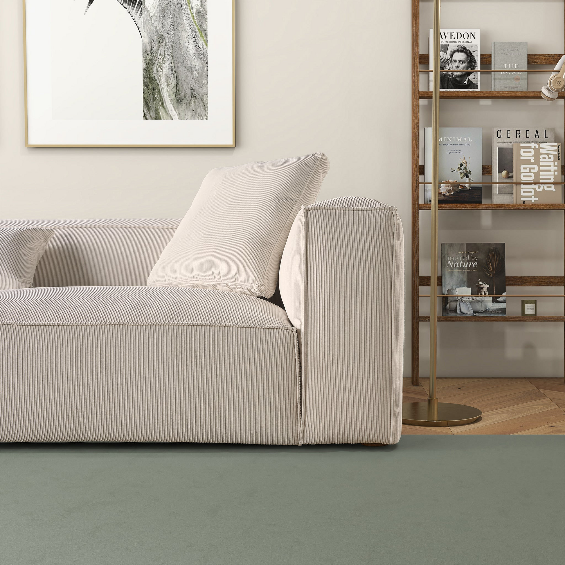 Conner 110" Modern Cream Corduroy Sofa