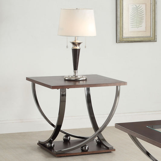 Black Nickel End Table with Bottom Shelf