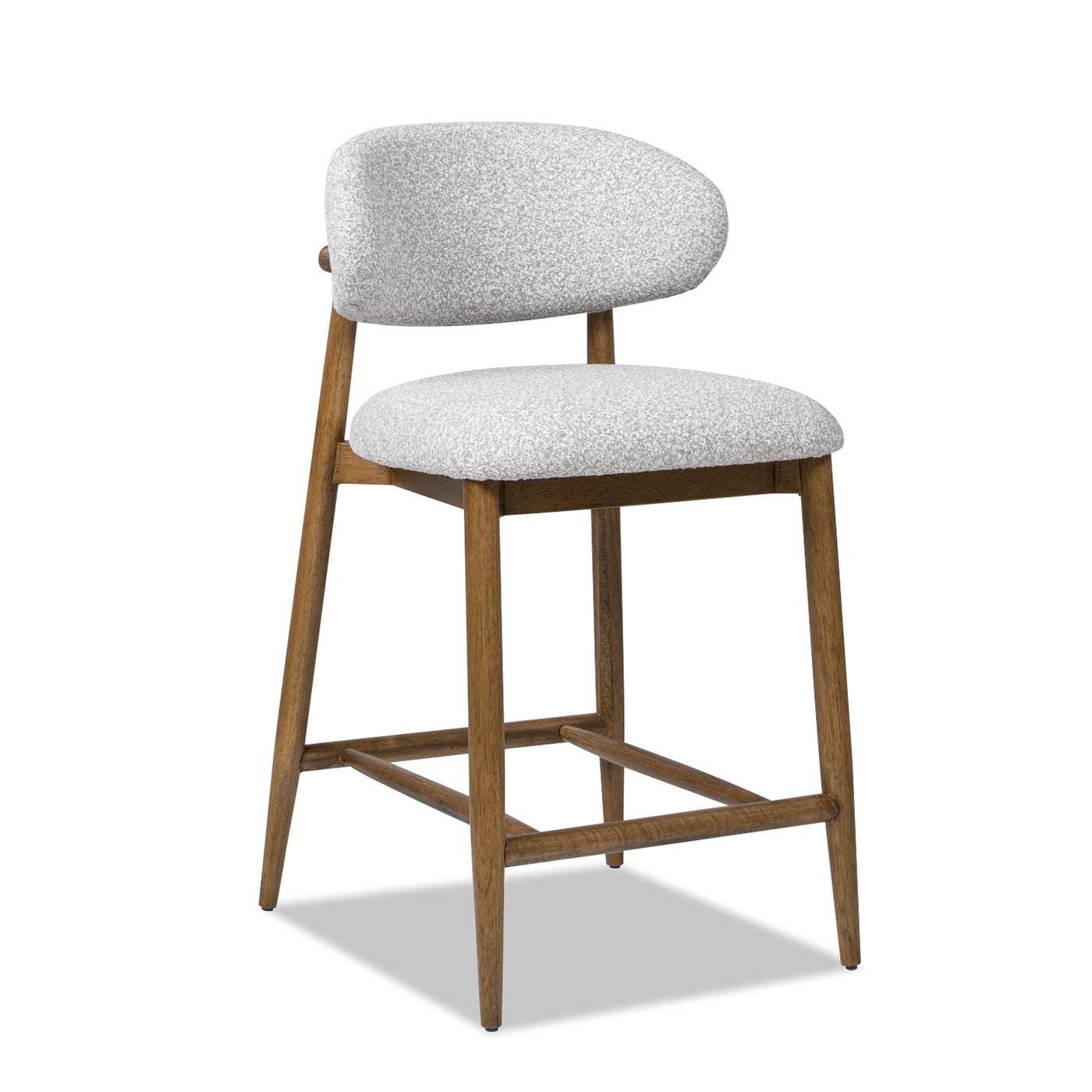 Locke 26.5' Modern Upholstered Counter Stool with Wood Frame, Salt & Pepper Boucle