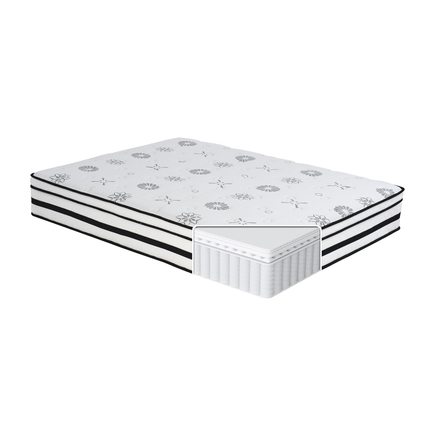 12-inch Full Mattress Highly Breathable Quilted Cover Hybrid Mattress, White, Plush Foam Mattress in a Box, Luxury Comfort Mattress