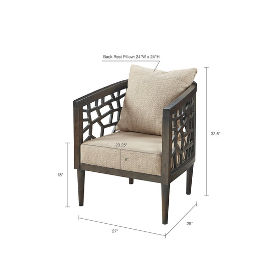 Agnes Modern Accent Chair, Tan & Walnut