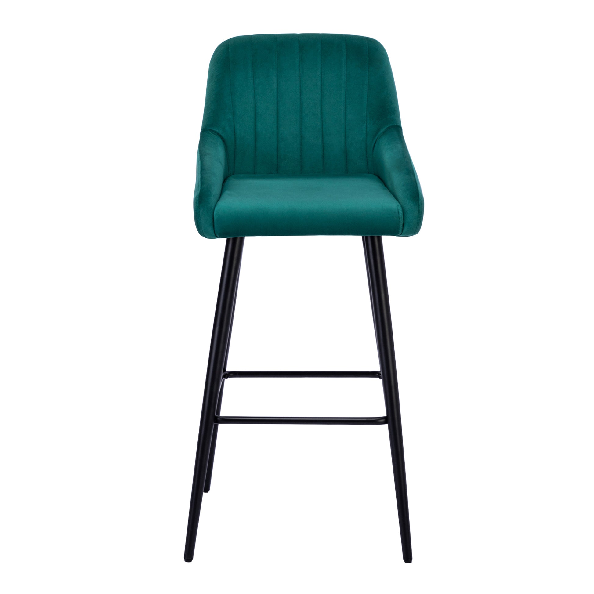 Baily Elegant Velvet Bar Stools with Black Legs Set of 2 , Green