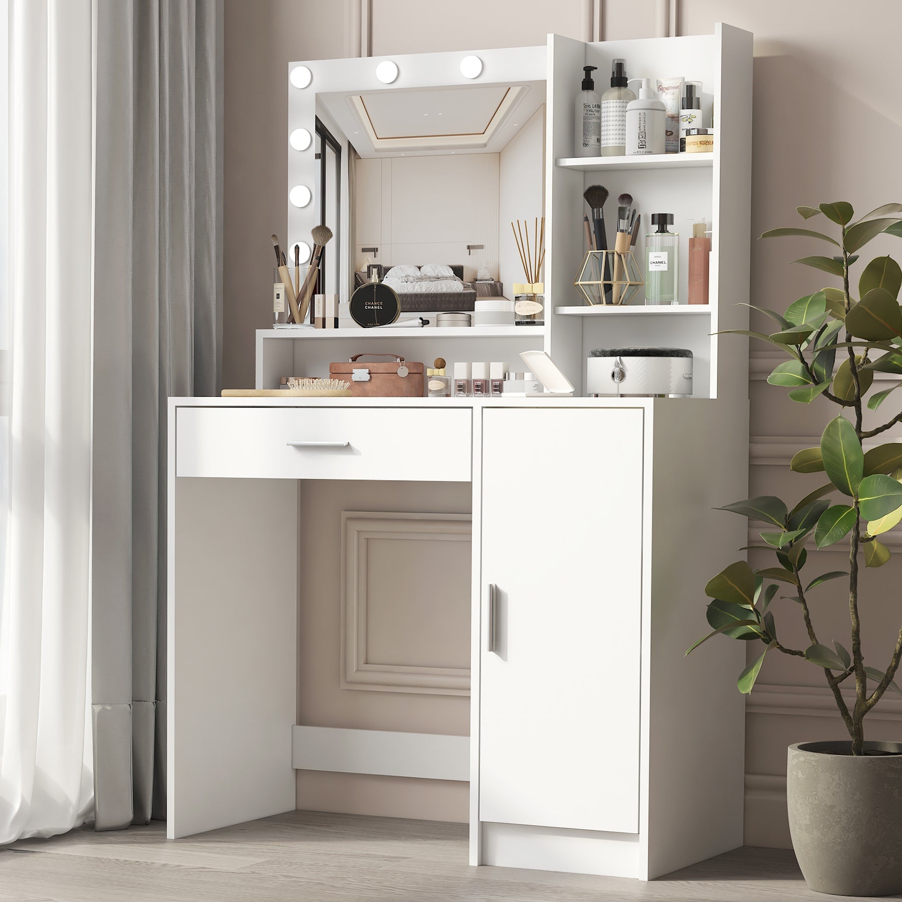 Galadriel Contemporary Bedroom Vanity, White