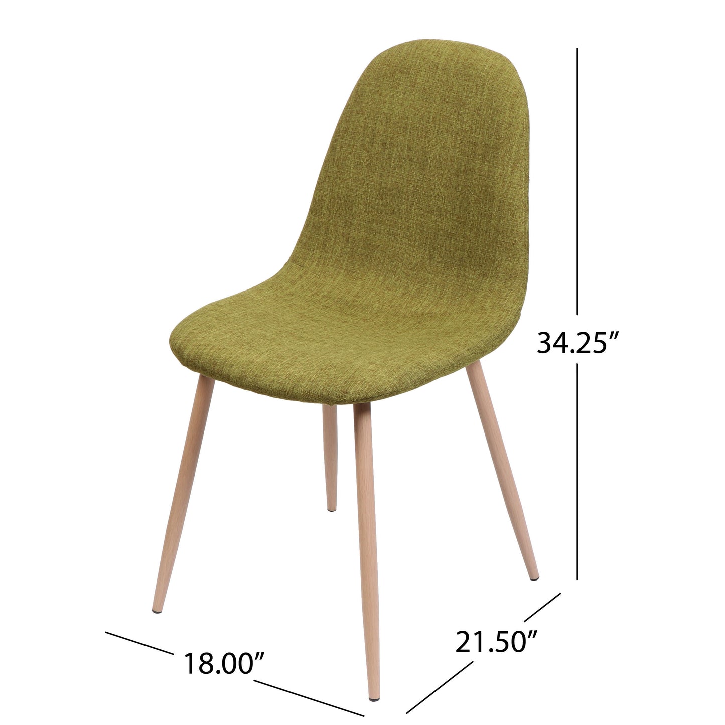 Loretta Mid-Century Modern Upholstered Side Chairs Set of 2 Green