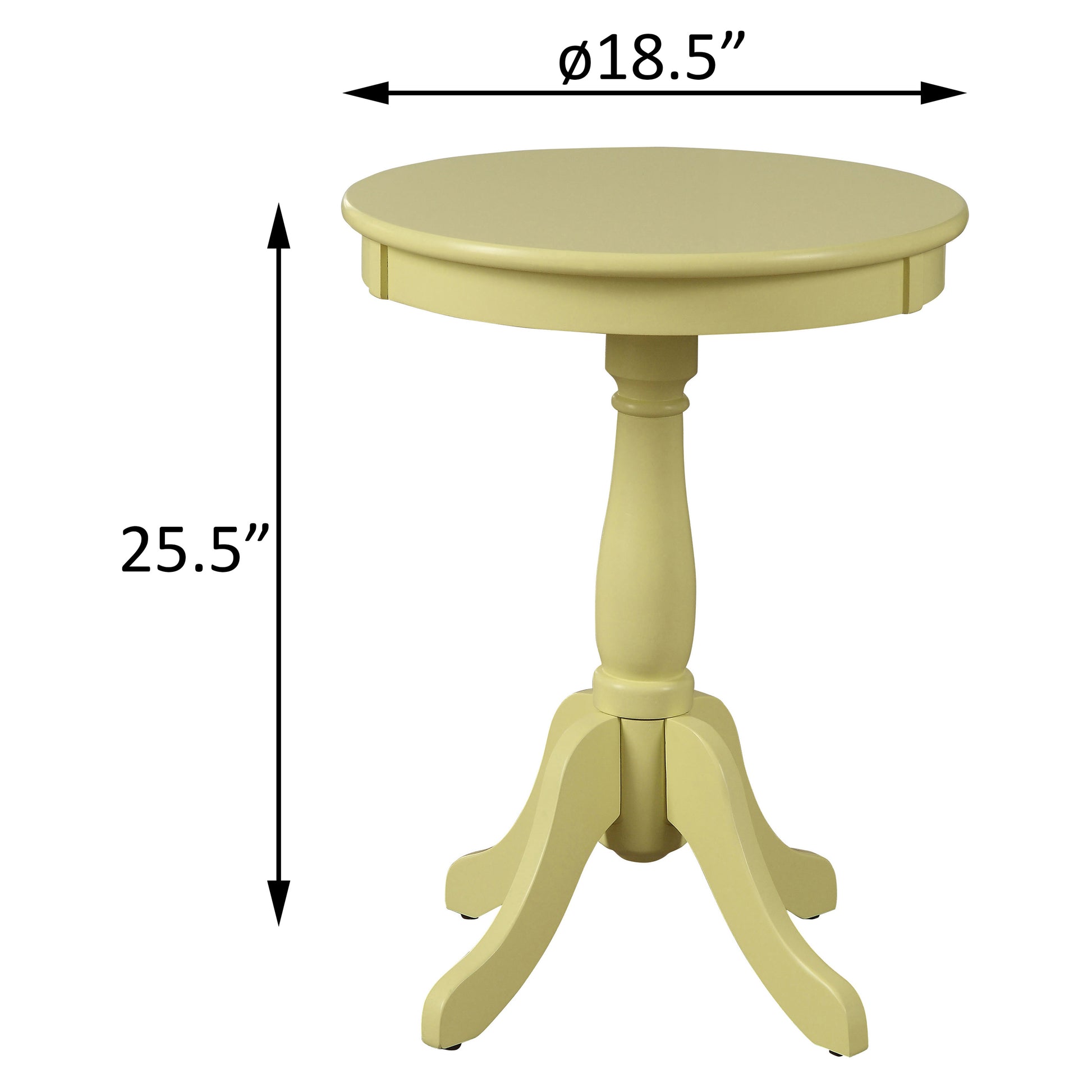 Light Yellow Side Table with Turned Pedestal