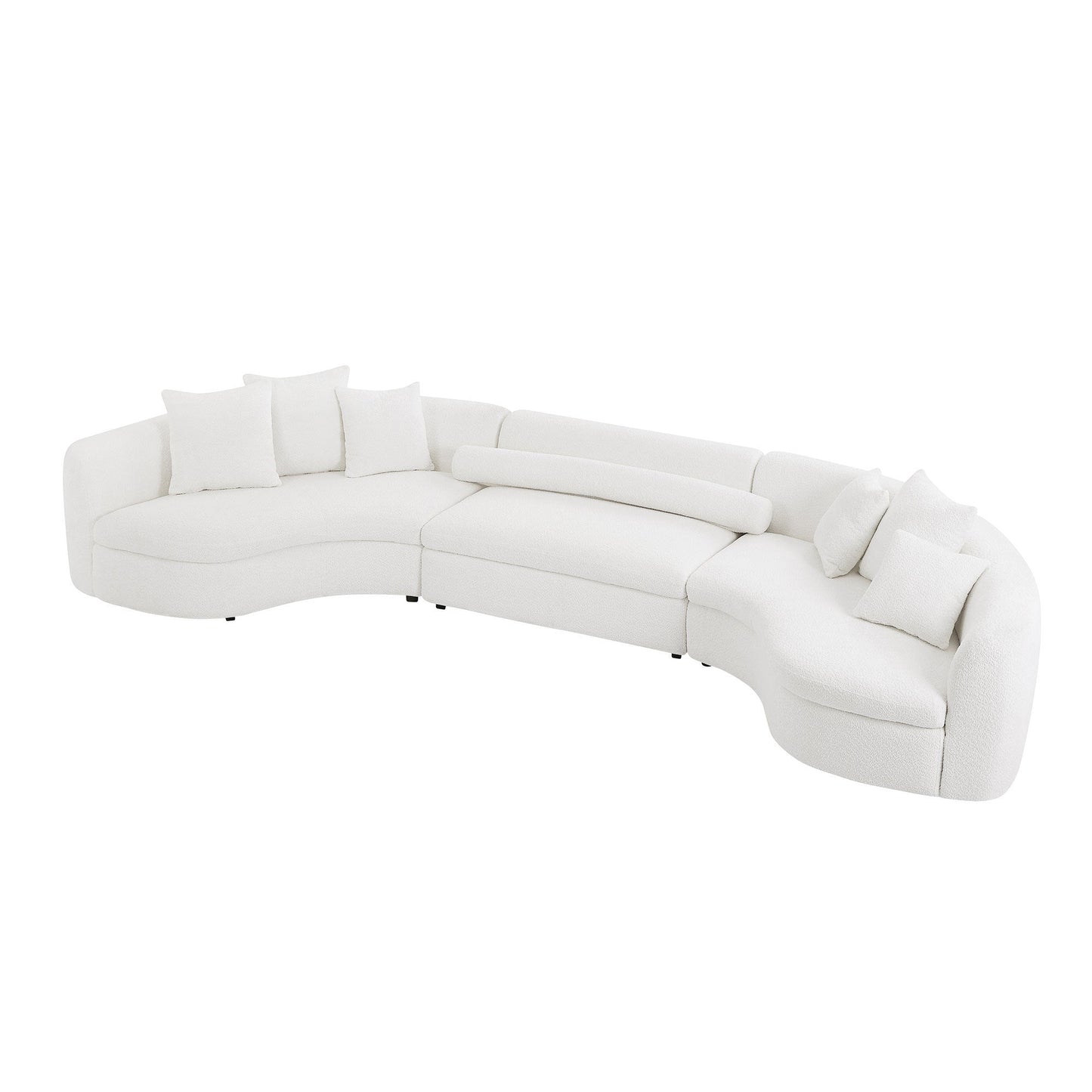 Tadhg Modern Oversize 3-Piece Curved Sectional Sofa in White Boucle