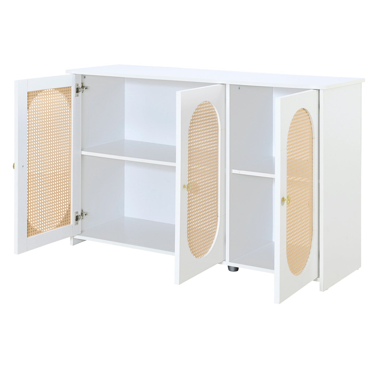 Blyth 3-Door Sideboard with Rattan Doors, White