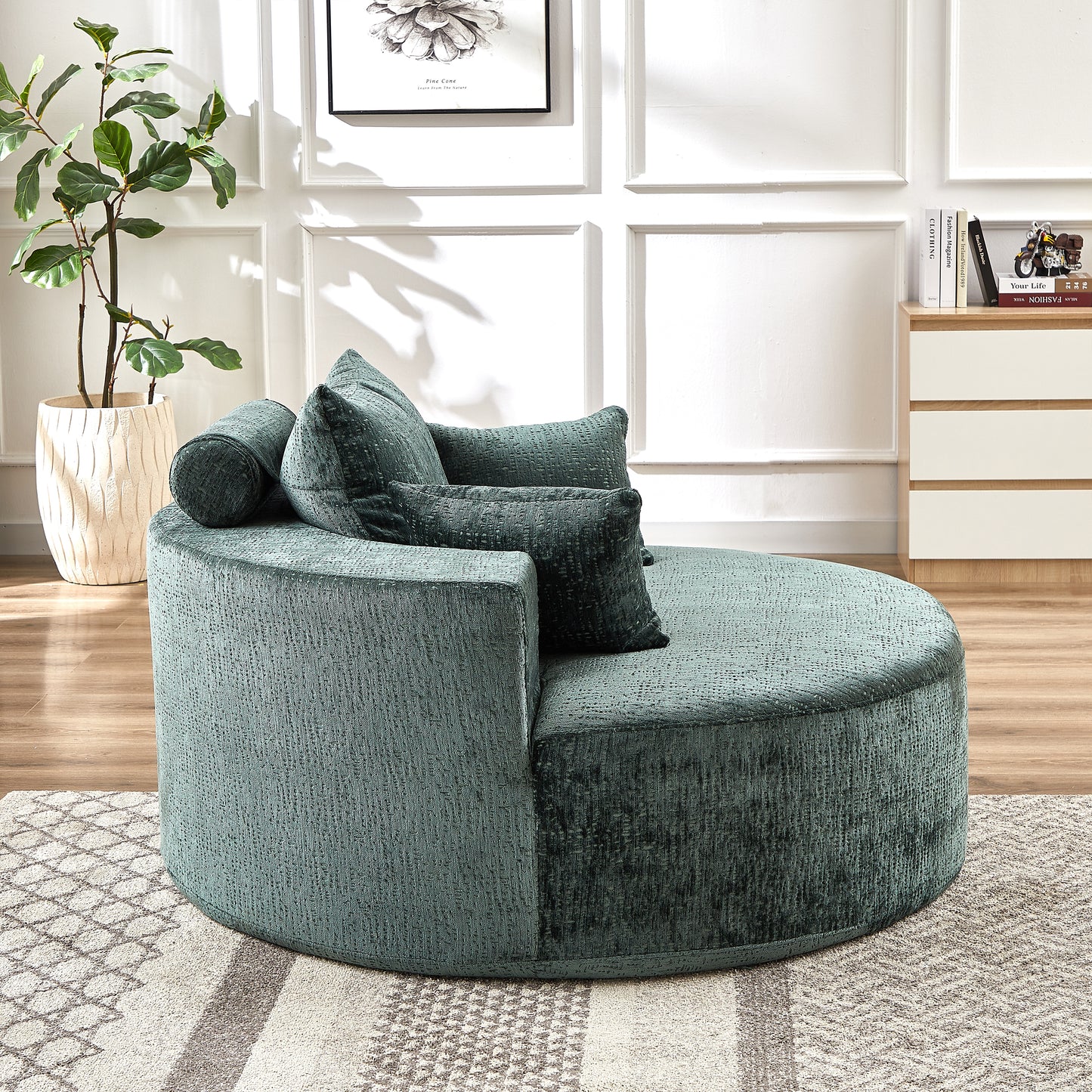 Fluffy Comfort: 55'' Chenille Green Sponge Modern Sleeper Chair for Any Space