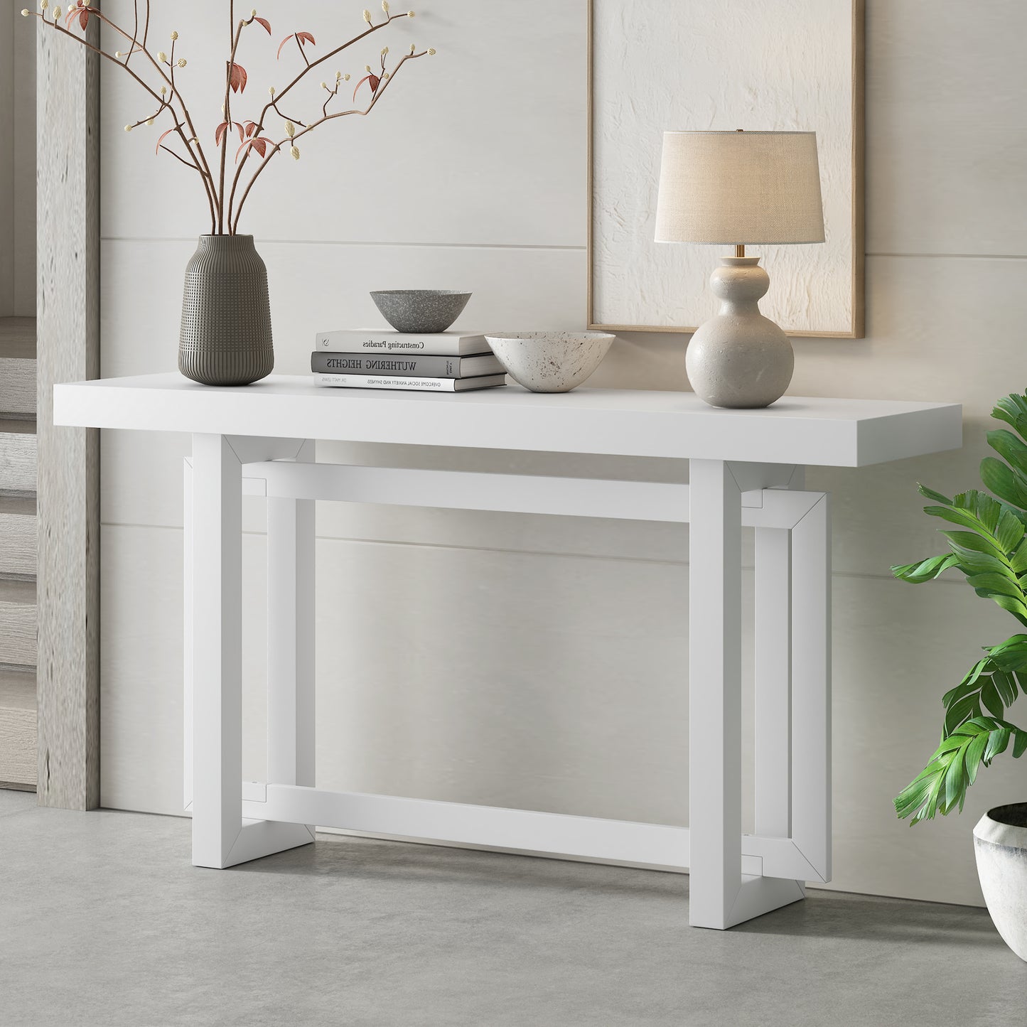 Brecker Modern Extra Long Console Table, White