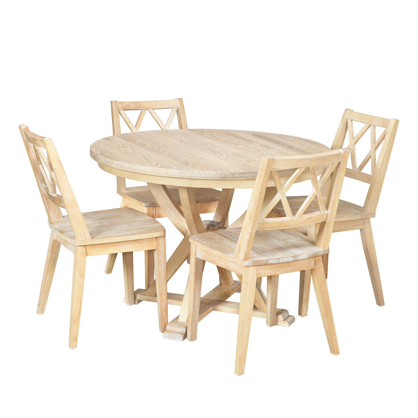 Franklin Mid-Century Modern Oval Dining Set with Cross Back Chairs, Natural