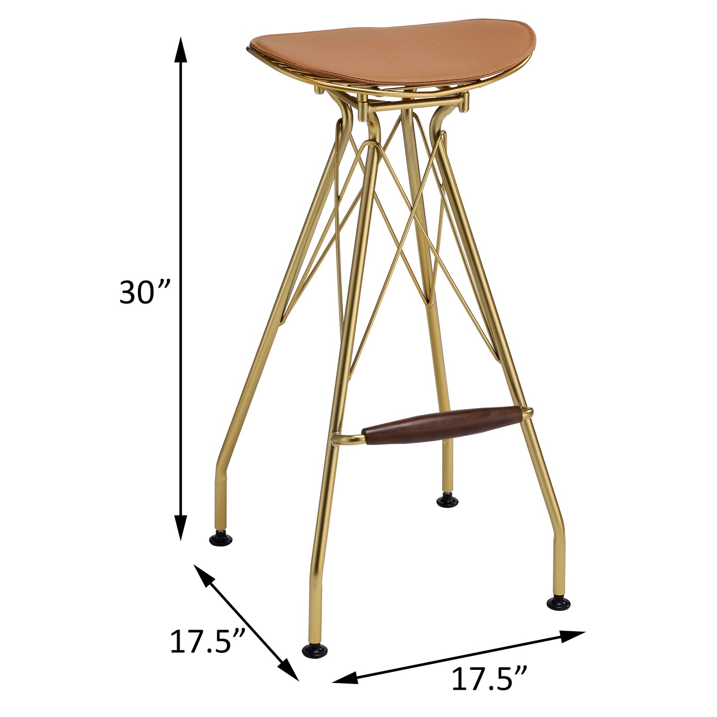 Maelis Whiskey and Gold Backless Bar Stools Set of 2