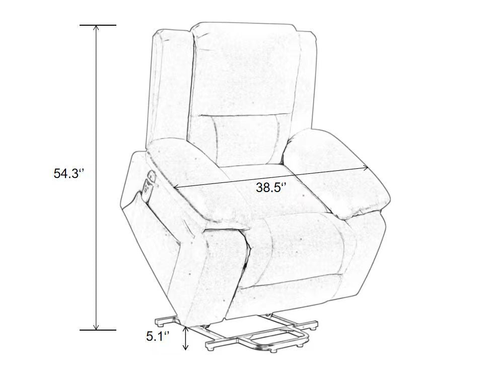 Elgen Power Lift Recliner with Massage & Heat, Light Gray