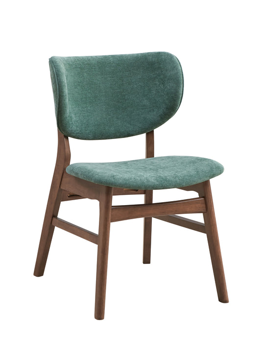 Green and Walnut Padded Side Chair Set of 2