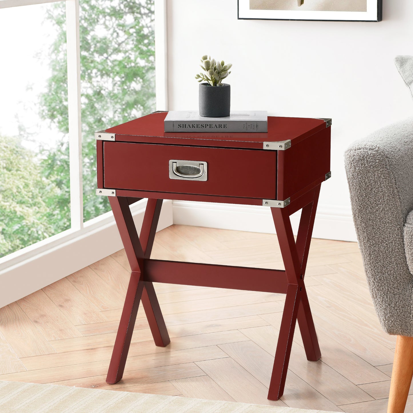 Red 1-drawer End Table